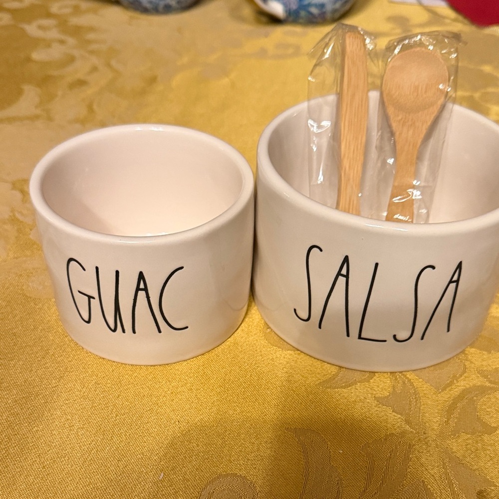 Rae Dunn White Guac and Salsa Bowl Set